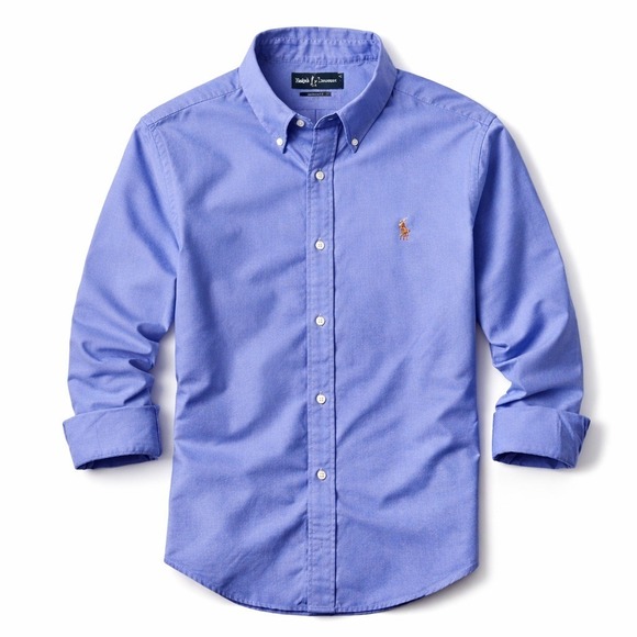 Ralph Lauren Yarmouth Mens Blue Oxford Shirt Sz 17.5 Long Sleeve Pony Preppy Hip - Picture 1 of 13